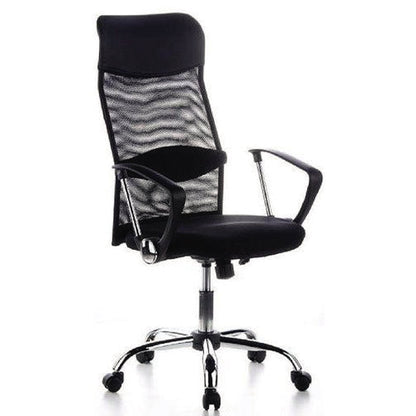 HJH OFFICE Bürodrehstuhl ARIA HIGH 48-56cm Wippmechanik Rolle hart gebremst (für Teppichboden) Chrom schwarz