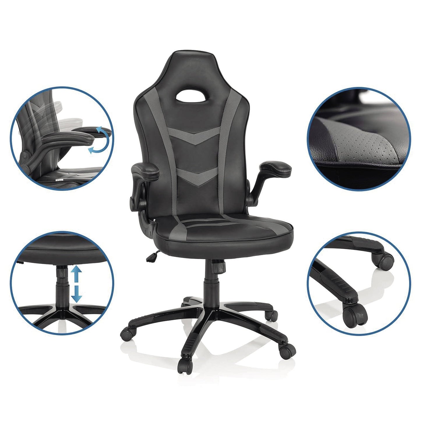 hjh OFFICE Gaming-Stuhl GAME SPORT B 120kg 55cm 52cm Wippmechanik schwarz