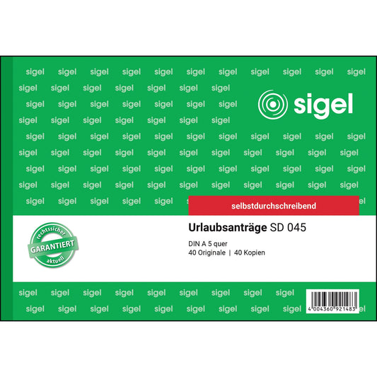 SIGEL Urlaubsantrag SD 045 DIN A5 selbstdurchschreibend 2 x 40 Bl. 1 Durchschlag