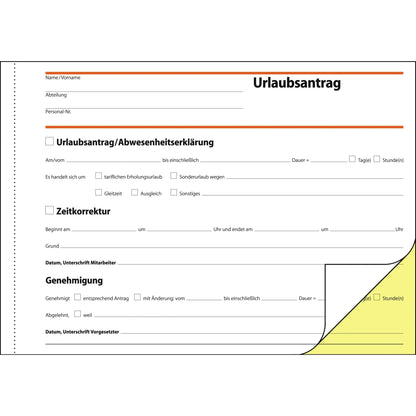 SIGEL Urlaubsantrag SD 045 DIN A5 selbstdurchschreibend 2 x 40 Bl. 1 Durchschlag