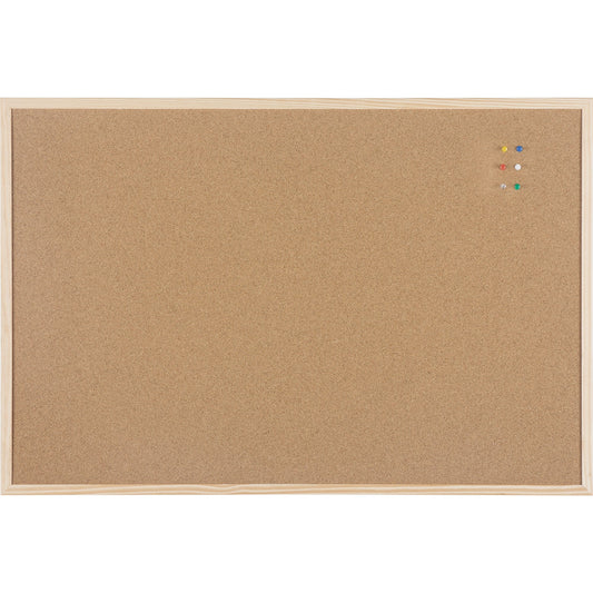 Bi-office Pinnwand Basic Maße der Oberfläche: 90 x 60 cm (B x H) Kork Material des Rahmens: Kiefernholz braun