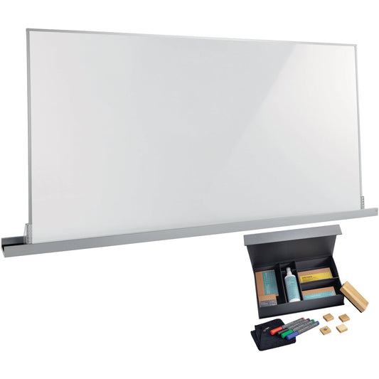 SIGEL Whiteboard Meet up Bundle Wall rail Maße der Oberfläche: 90 x 180 cm (B x H) Tafel magnethaftend beidseitig beschreibbar inkl. Wandschienensystem Meet up MU060, Moderationsbox Meet up MU251 Metall weiß