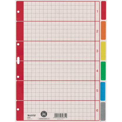 Leitz Ordnerregister DIN A4 blanko Karton, 100 % recycelt mehrfarbig 6 Registerblätter