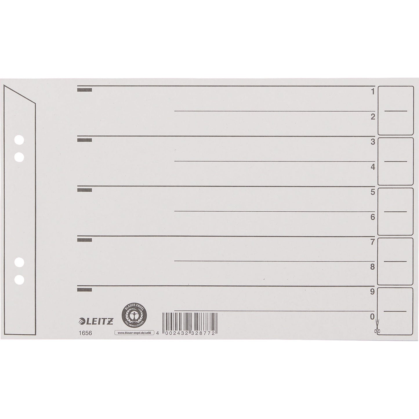 Leitz Trennblatt DIN A5 quer, Überbreite Kraftkarton, 100 % recycelt grau 100 St./Pack.