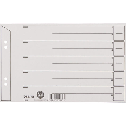 Leitz Trennblatt DIN A5 quer, Überbreite Kraftkarton, 100 % recycelt grau 100 St./Pack.