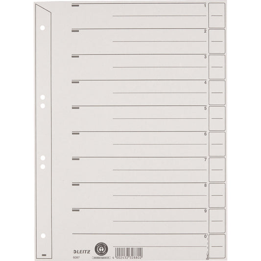 Leitz Trennblatt DIN A4 Kraftkarton, 100 % recycelt grau 100 St./Pack.