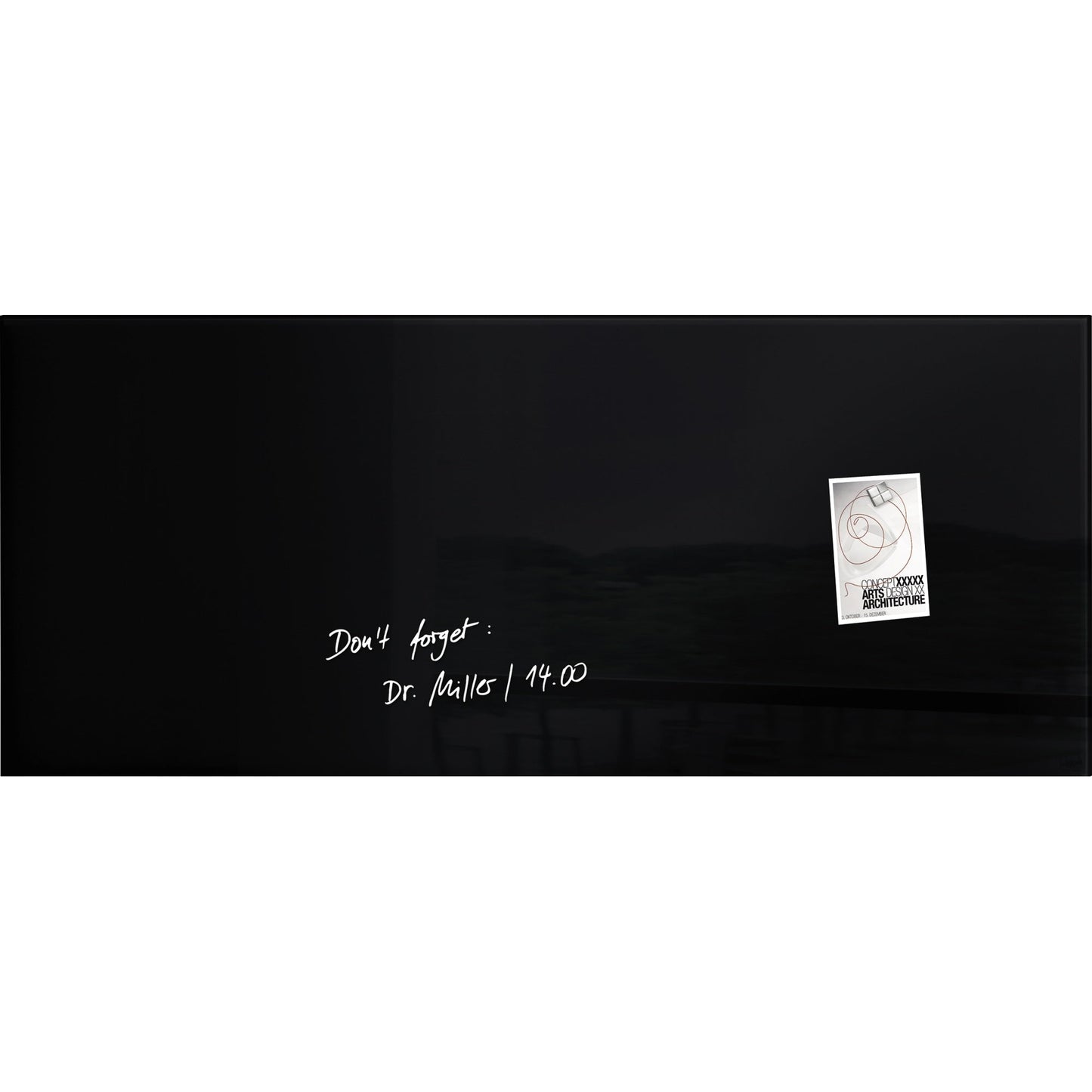 SIGEL Glasboard Artverum 130 x 55 x 1,5 cm (B x H x T) Tafel magnethaftend inkl. 2 extra starke SuperDym-Magnete Sicherheitsglas schwarz