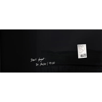 SIGEL Glasboard Artverum 130 x 55 x 1,5 cm (B x H x T) Tafel magnethaftend inkl. 2 extra starke SuperDym-Magnete Sicherheitsglas schwarz