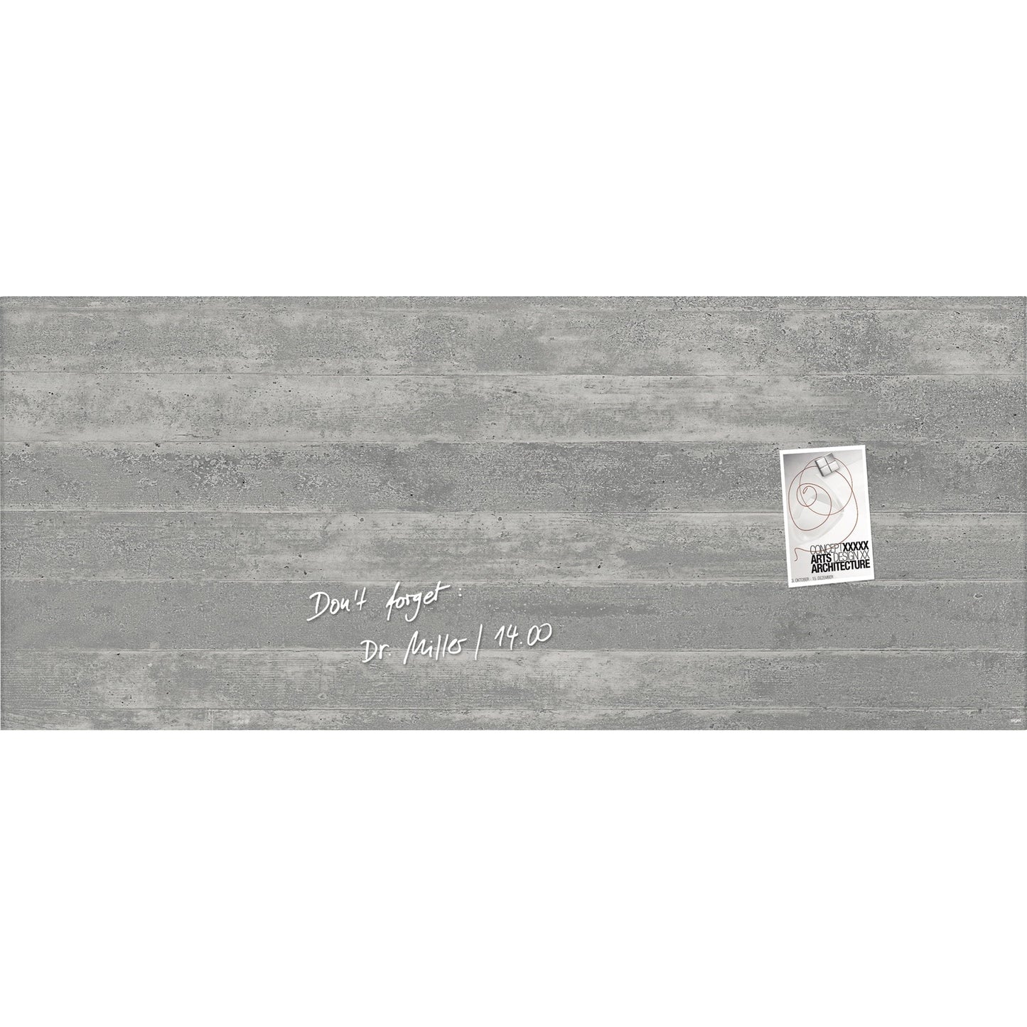 SIGEL Glasboard Artverum 130 x 55 x 1,5 cm (B x H x T) Tafel magnethaftend inkl. 2 extra starke SuperDym-Magnete Sicherheitsglas design Sichtbeton