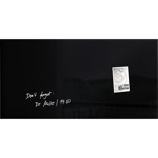 SIGEL Glasboard Artverum 91 x 46 x 1,5 cm (B x H x T) Tafel magnethaftend inkl. 3 starker SuperDym-Magnete Sicherheitsglas schwarz