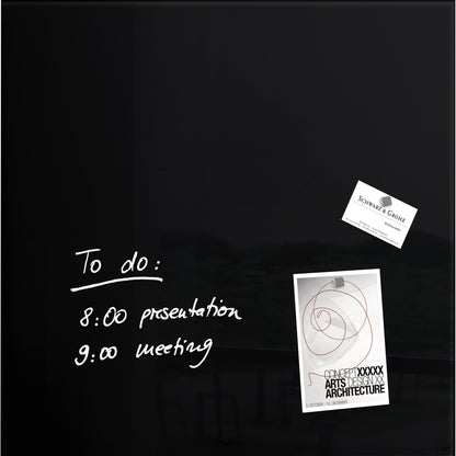 SIGEL Glasboard Artverum 48 x 48 x 1,5 cm (B x H x T) Tafel magnethaftend inkl. 3 starker SuperDym-Magnete Sicherheitsglas schwarz