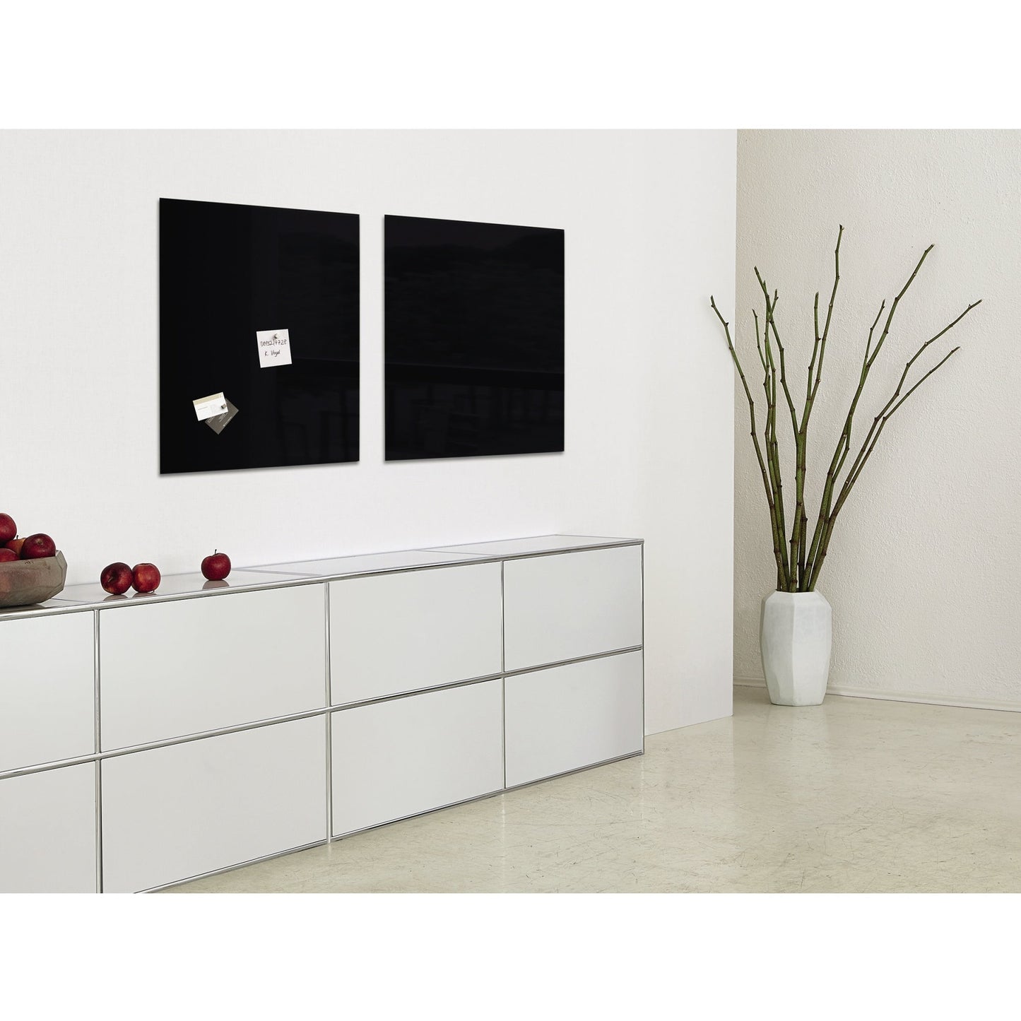 SIGEL Glasboard Artverum 48 x 48 x 1,5 cm (B x H x T) Tafel magnethaftend inkl. 3 starker SuperDym-Magnete Sicherheitsglas schwarz
