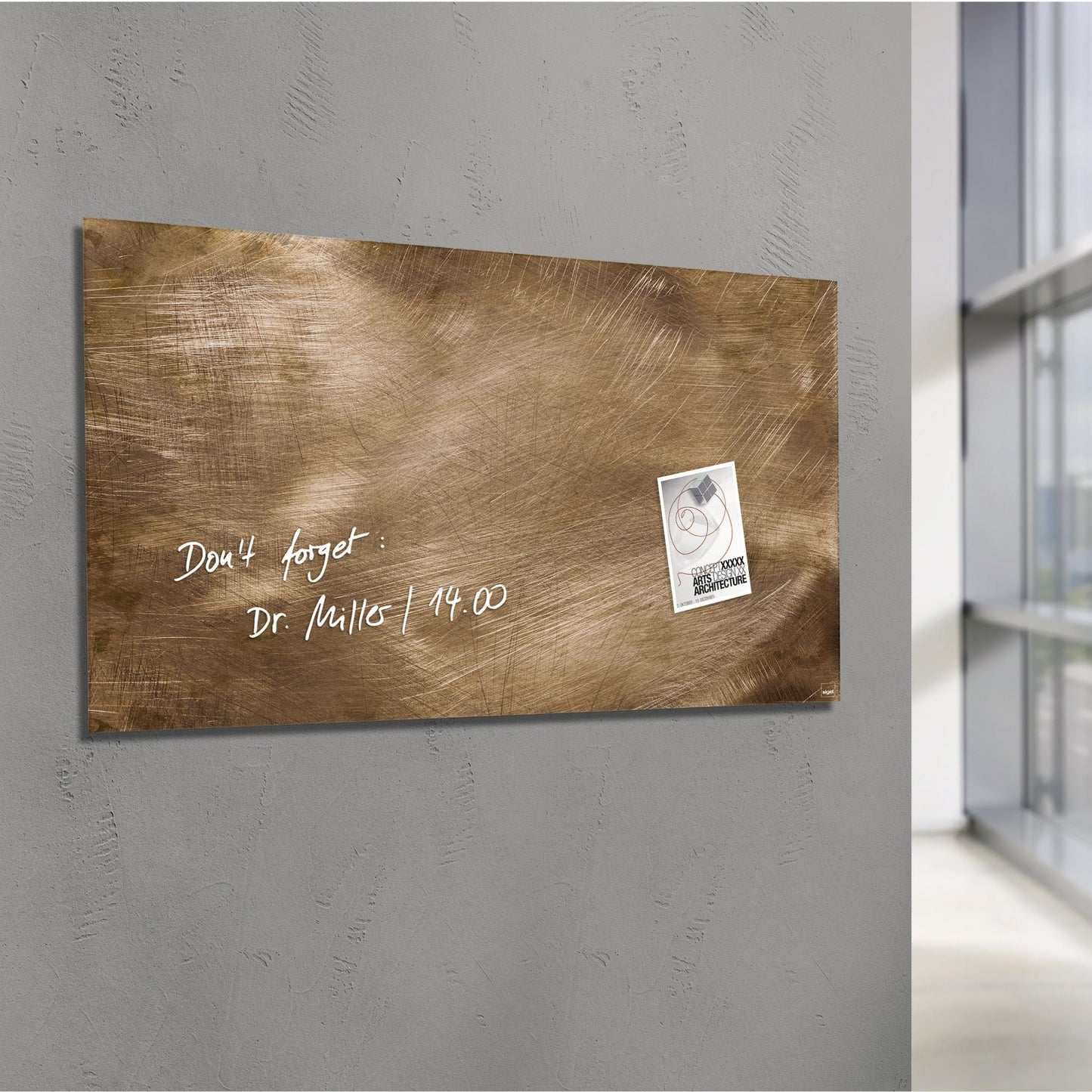 SIGEL Glasboard Artverum 91 x 46 x 1,5 cm (B x H x T) Tafel magnethaftend inkl. 3 starker SuperDym-Magnete Sicherheitsglas design Used-Bronze