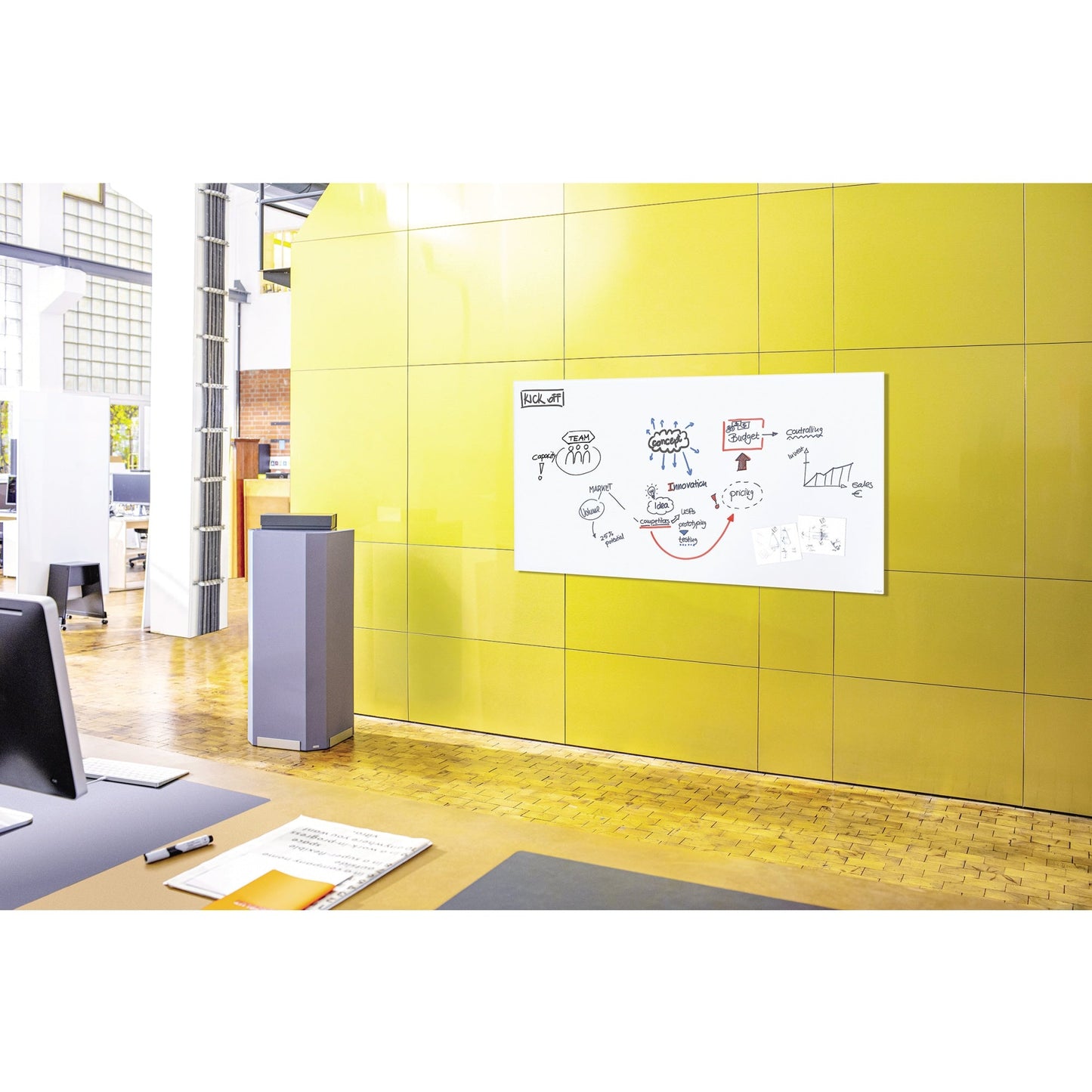 SIGEL Glasboard Artverum 200 x 100 x 1,8 cm (B x H x T) Tafel magnethaftend inkl. zwei extra-starker SuperDym-Magnete Sicherheitsglas super-weiß