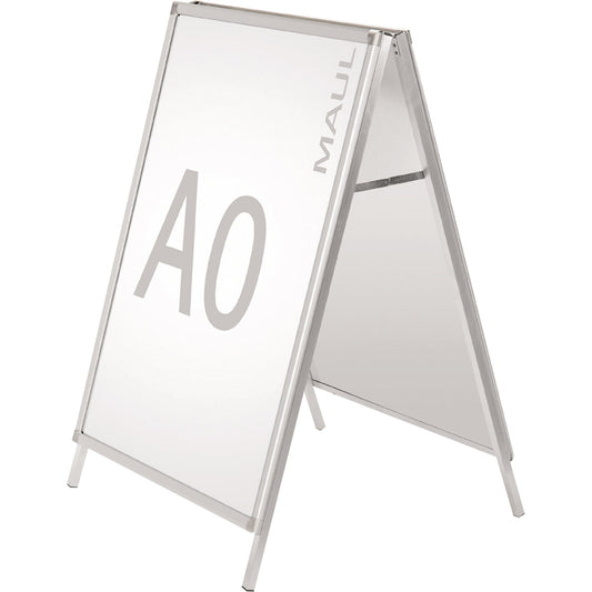 MAUL Kundenstopper MAULpublic 87,3 x 140,3 x 94 cm (B x H x T) DIN A0 Aluminium, eloxiert silber