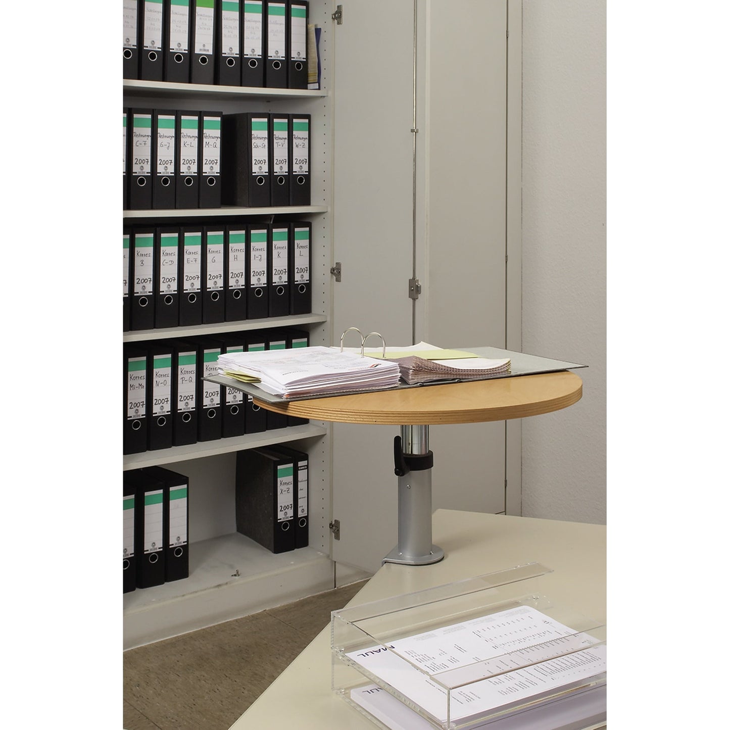 MAUL Tischpult 600 x 20 x 510 mm (B x H x T) höhenverstellbar 30kg Holz, melaminbeschichtet grau