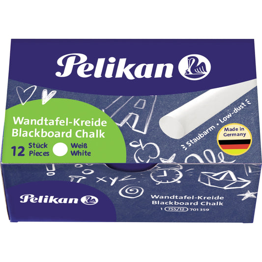 Pelikan Tafelkreide 755/12 ohne Papierhülle weiß 12 St./Pack.
