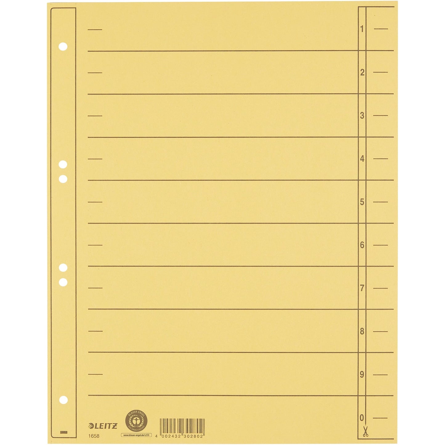 Leitz Trennblatt DIN A4, Überbreite Manilakarton, recycelt gelb 100 St./Pack.