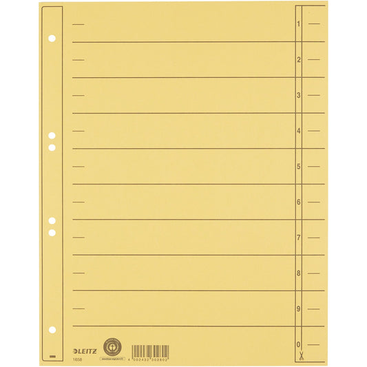 Leitz Trennblatt DIN A4, Überbreite Manilakarton, recycelt gelb 100 St./Pack.