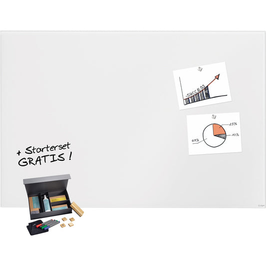 SIGEL Glasboard Artverum 150 x 100 x 1,8 cm (B x H x T) Tafel magnethaftend inkl. Sigel Toolkit BA311, zwei extra-starker SuperDym-Magnete Tempered Glas super-weiß