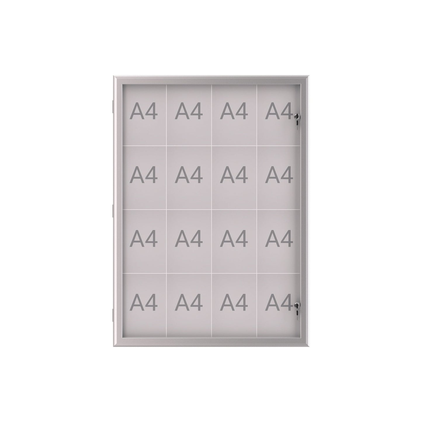 MAUL Schaukasten MAULexcite Innenbereich, regengeschützter Außenbereich 95,6 x 130,4 x 2,8 cm (B x H x T) 16 x DIN A4 mit Schloss Aluminium silber