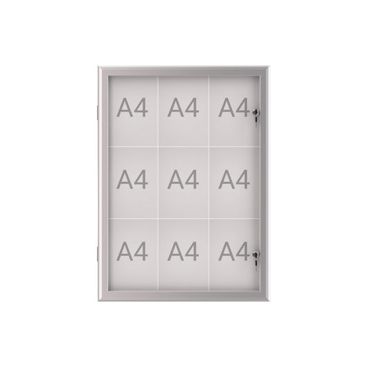 MAUL Schaukasten MAULexcite Innenbereich, regengeschützter Außenbereich 73,9 x 100 x 2,8 cm (B x H x T) 9 x DIN A4 mit Schloss Aluminium silber