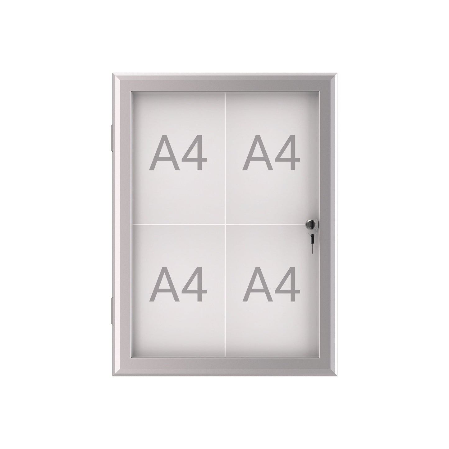 MAUL Schaukasten MAULexcite Innenbereich, regengeschützter Außenbereich 52,2 x 69,6 x 2,8 cm (B x H x T) 4 x DIN A4 mit Schloss Aluminium silber