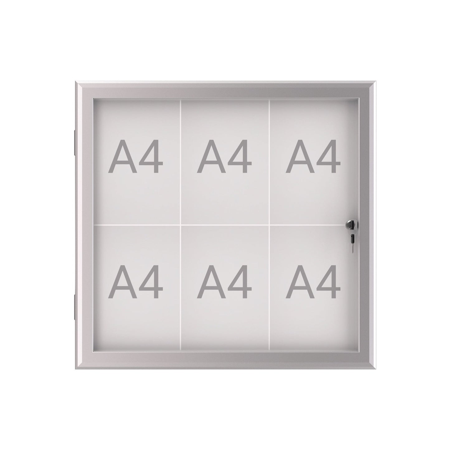 MAUL Schaukasten MAULexcite Innenbereich, regengeschützter Außenbereich 73,9 x 69,6 x 2,8 cm (B x H x T) 6 x DIN A4 mit Schloss Aluminium silber