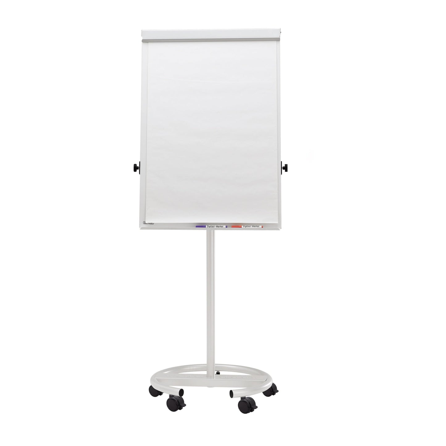 MAUL Mobiles Flipchart MAULoffice mit Ablageschale Rundfuß mit 5 Rollen Stahl weiß