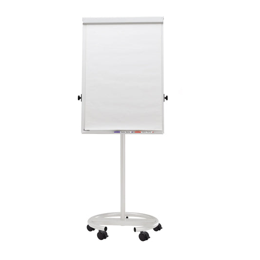 MAUL Mobiles Flipchart MAULoffice mit Ablageschale Rundfuß mit 5 Rollen Stahl weiß