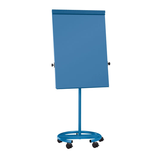 MAUL Mobiles Flipchart MAULoffice mit Ablageschale Rundfuß mit 5 Rollen Stahl hellblau