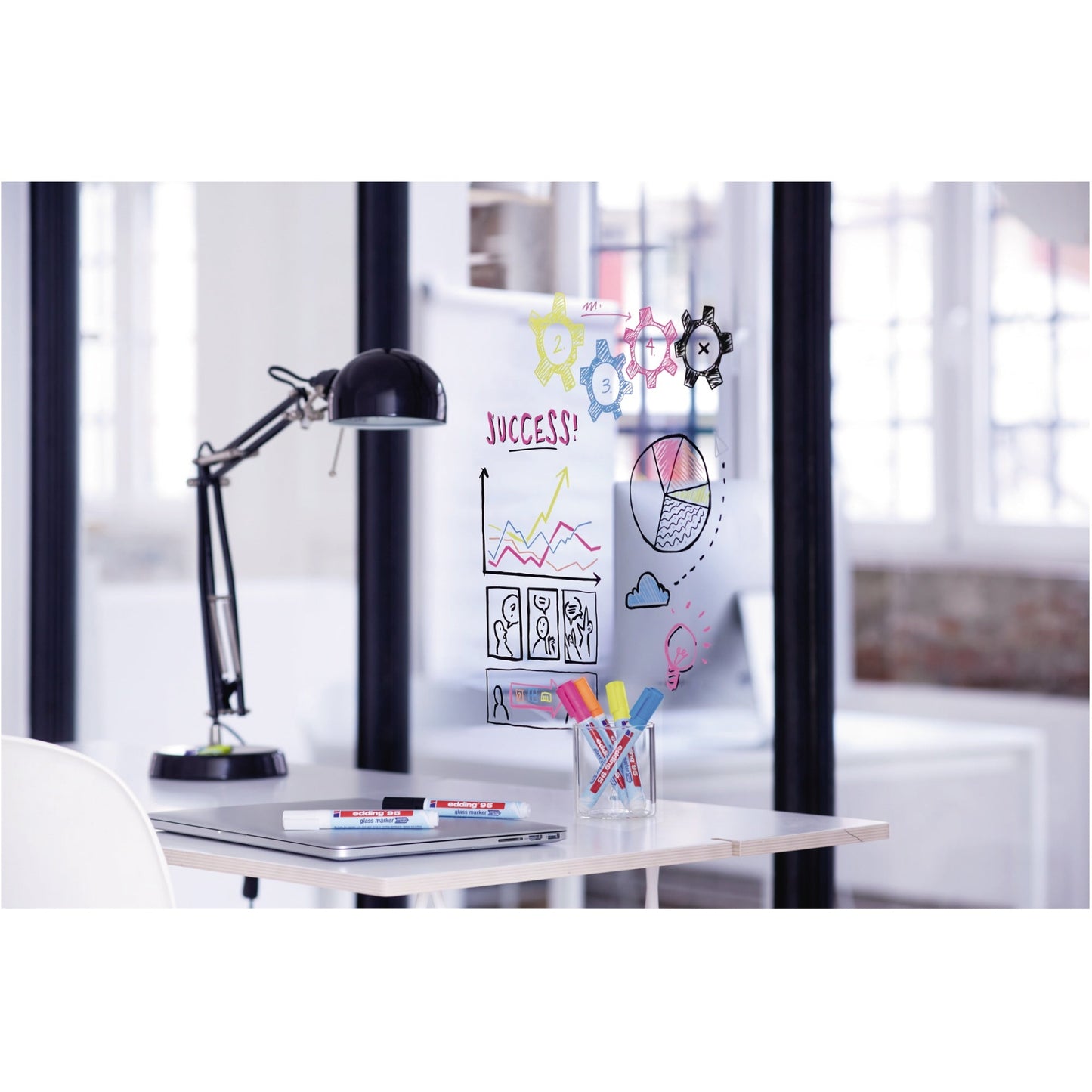 edding Glasboardmarker 95 1,5-3mm farbig sortiert Rundspitze 4 St./Pack.