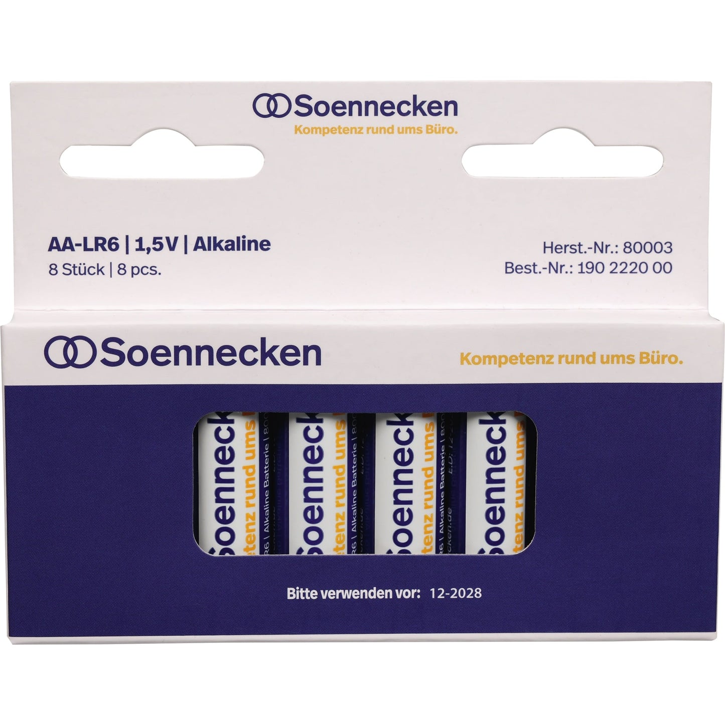 Soennecken Batterie AA/Mignon LR6 Alkaline 1,5V 1.850 mAh 8 St./Pack.