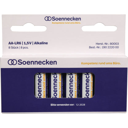 Soennecken Batterie AA/Mignon LR6 Alkaline 1,5V 1.850 mAh 8 St./Pack.