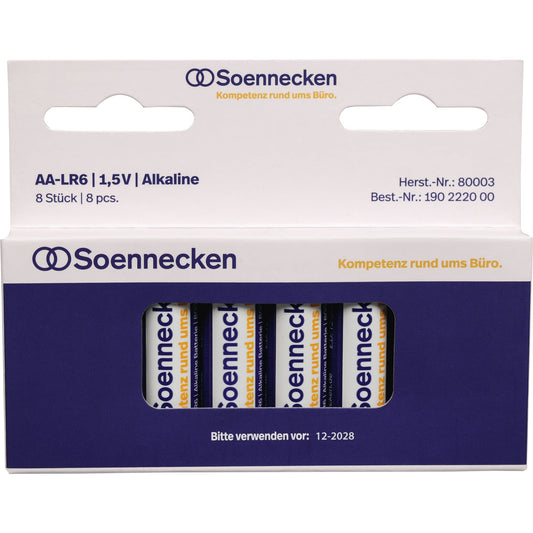 Soennecken Batterie AA/Mignon LR6 Alkaline 1,5V 1.850 mAh 8 St./Pack.