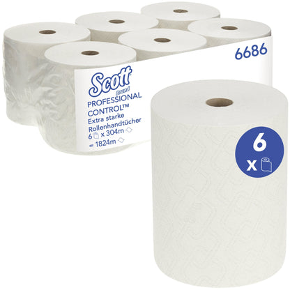 Scott® Handtuchrolle ControlT EXTRA STRONG 19,8 cm x 304 m (B x L) AirflexT, 65 % recycelt weiß 6 Rl./Pack.