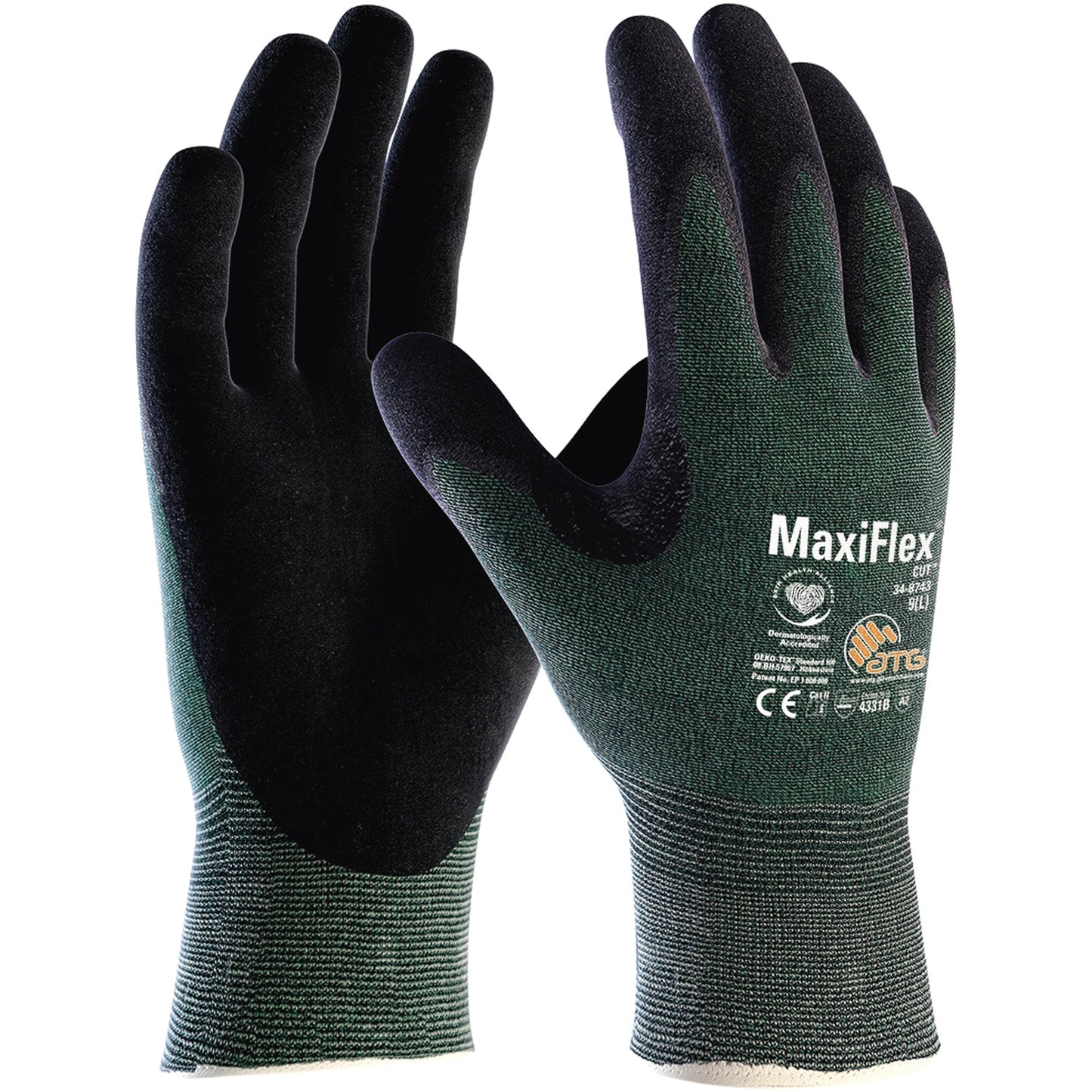 ATG® Arbeitshandschuhe MaxiFlex® CutT 8 Nylon/Glasfaser grün/schwarz
