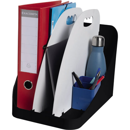 Exacompta Organisationsbox Flex Box Bee Blue 25,2 x 22,5 x 28,8 mm (B x H x T) Kunststoff, recycelt schwarz/hellgrau