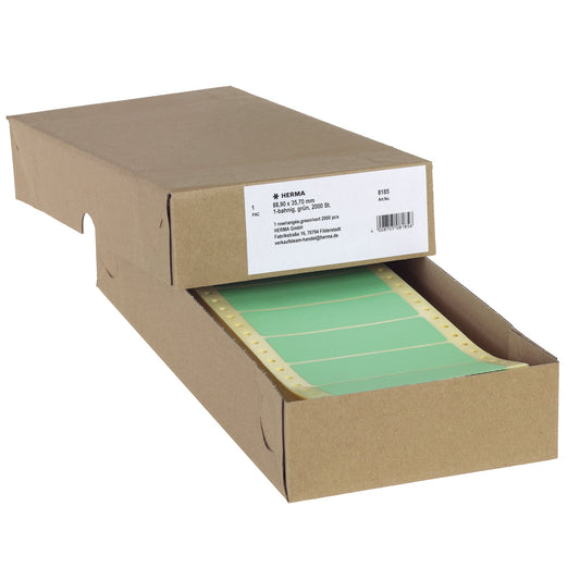 HERMA Endlosetikett 88,9 x 35,7 mm (B x H) nicht wieder ablösbar mit Führungslochrand Papier grün 1-bahnig 2.000 Etik./Pack.