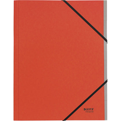 Leitz Ordnungsmappe Recycle DIN A4 275g/m² Karton, 100 % recycelt Farbe: rot Farbe des Fächerblocks: grau 6 Fächer