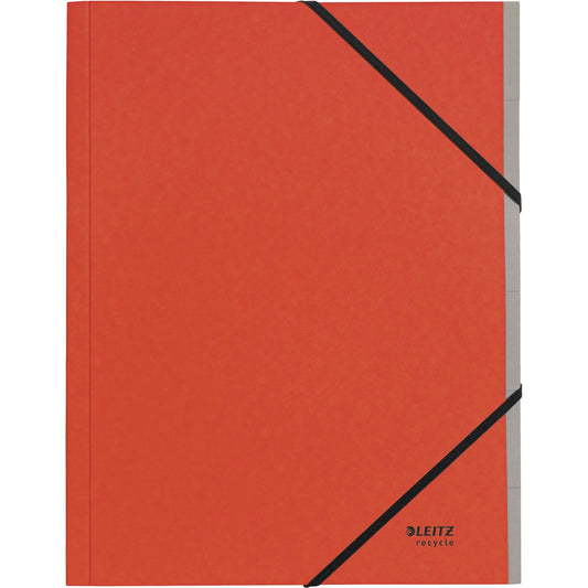 Leitz Ordnungsmappe Recycle DIN A4 275g/m² Karton, 100 % recycelt Farbe: rot Farbe des Fächerblocks: grau 6 Fächer