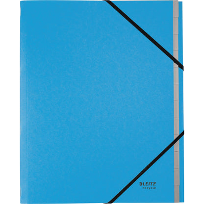 Leitz Ordnungsmappe Recycle DIN A4 275g/m² Karton, 100 % recycelt Farbe: blau Farbe des Fächerblocks: grau 12 Fächer