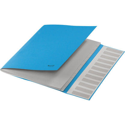 Leitz Ordnungsmappe Recycle DIN A4 275g/m² Karton, 100 % recycelt Farbe: blau Farbe des Fächerblocks: grau 12 Fächer