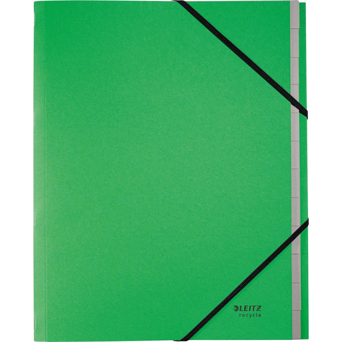 Leitz Ordnungsmappe Recycle DIN A4 275g/m² Karton, 100 % recycelt Farbe: grün Farbe des Fächerblocks: grau 12 Fächer
