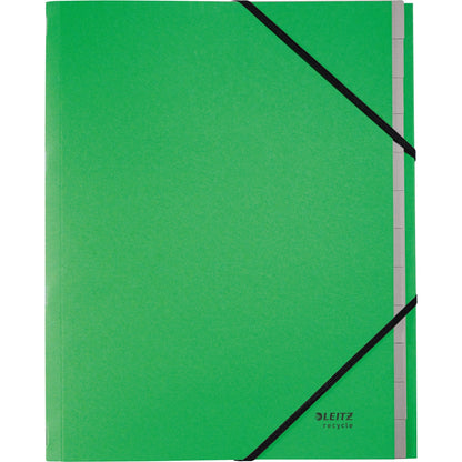 Leitz Ordnungsmappe Recycle DIN A4 275g/m² Karton, 100 % recycelt Farbe: grün Farbe des Fächerblocks: grau 12 Fächer