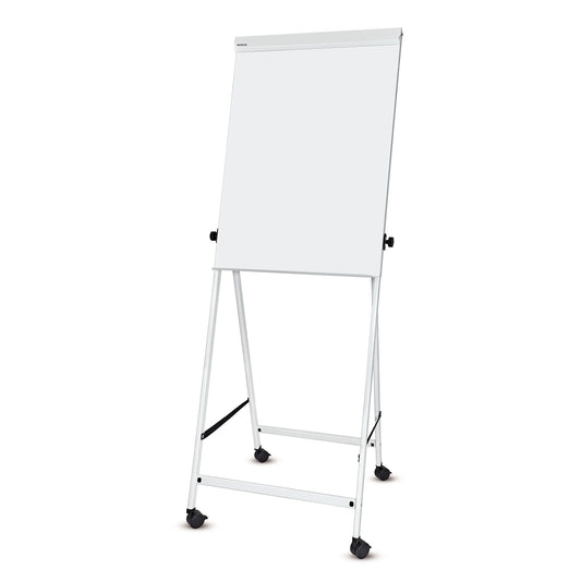 MAUL Mobiles Flipchart MAULoffice mit Ablageschale Vierarmfuß mit 4 Rollen Stahlbech aluminium