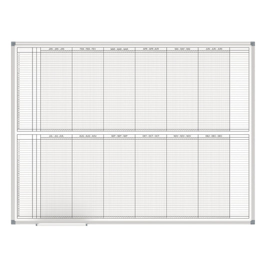 MAUL Jahresplaner MAULstandard 120 x 90 cm (B x H) 12 Monate 70 Mitarbeiter/Projekte Aluminium grau