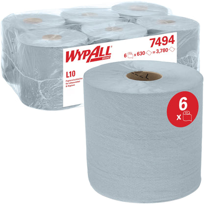 WYPALL* Wischtücher L10 ControlT 18,5 x 38 cm (B x L) AirflexT blau 6 Rl./Pack.