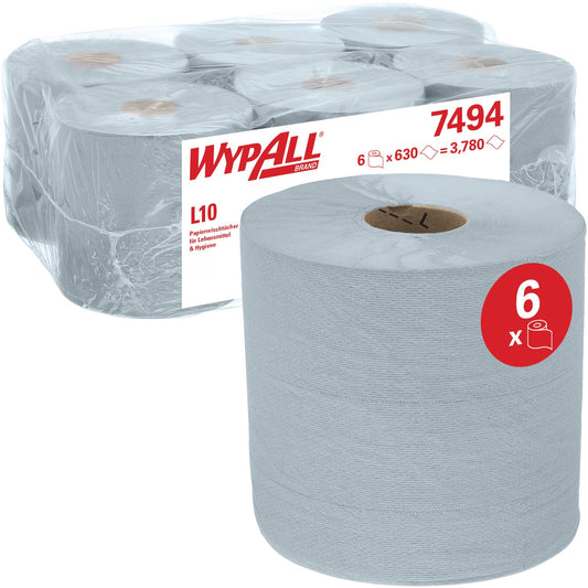 WYPALL* Wischtücher L10 ControlT 18,5 x 38 cm (B x L) AirflexT blau 6 Rl./Pack.
