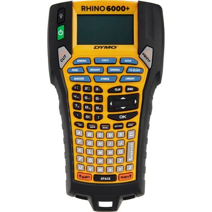 DYMO® Beschriftungsgerät RhinoT 6000+ 5 Display-Zeilen 7 Schriftgrößen 5 Druckzeilen inkl. 1 Vinylband (9 mm x 5,5 m, schwarz auf weiß), 1 Nylonband (24 mm x 3,5 m, schwarz auf weiß), Kurzanleitung, Akku, Netzteil
